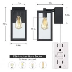 Trevot 1-Light 12 in. Black Outdoor Wall Lantern Sconce with Built-In GFCI Outlets by TRUE FINE -Dale Tiffany Store black true fine outdoor sconces td130001ot c3 1000