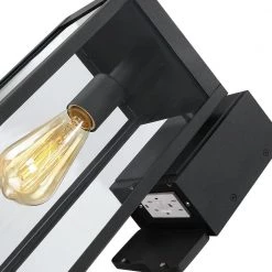Trevot 1-Light 16 in. Black Outdoor Wall Lantern Sconce with Built-In GFCI Outlets by TRUE FINE -Dale Tiffany Store black true fine outdoor sconces td130002ot 4f 1000