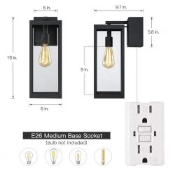 Trevot 1-Light 16 in. Black Outdoor Wall Lantern Sconce with Built-In GFCI Outlets by TRUE FINE -Dale Tiffany Store black true fine outdoor sconces td130002ot 77 1000