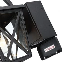 Glendale 1-Light Black Hardwired Outdoor Wall Lantern Sconce with Built-In GFCI Outlets by TRUE FINE -Dale Tiffany Store black true fine outdoor sconces td20016ot 1f 1000