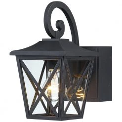 Glendale 1-Light Black Hardwired Outdoor Wall Lantern Sconce with Built-In GFCI Outlets by TRUE FINE -Dale Tiffany Store black true fine outdoor sconces td20016ot 4f 1000