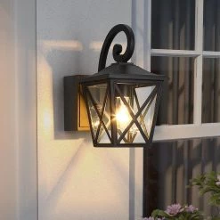 Glendale 1-Light Black Hardwired Outdoor Wall Lantern Sconce with Built-In GFCI Outlets by TRUE FINE -Dale Tiffany Store black true fine outdoor sconces td20016ot 66 1000