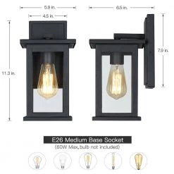 1-Light Modern Black Hardwired Outdoor Wall Lantern Sconce with Clear Glass Panels by TRUE FINE -Dale Tiffany Store black true fine outdoor sconces td40001ot 1f 1000