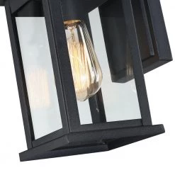 1-Light Modern Black Hardwired Outdoor Wall Lantern Sconce with Clear Glass Panels by TRUE FINE -Dale Tiffany Store black true fine outdoor sconces td40001ot 44 1000