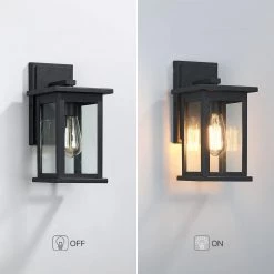 1-Light Modern Black Hardwired Outdoor Wall Lantern Sconce with Clear Glass Panels by TRUE FINE -Dale Tiffany Store black true fine outdoor sconces td40001ot 4f 1000