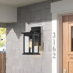 1-Light Modern Black Hardwired Outdoor Wall Lantern Sconce with Clear Glass Panels by TRUE FINE -Dale Tiffany Store black true fine outdoor sconces td40001ot 76 1000