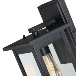 1-Light Modern Black Hardwired Outdoor Wall Lantern Sconce with Clear Glass Panels by TRUE FINE -Dale Tiffany Store black true fine outdoor sconces td40001ot fa 1000