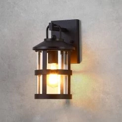Mission Hill 1-Light Black Hardwired Outdoor Wall Lantern Sconce with Clear Glass by TRUE FINE -Dale Tiffany Store black true fine outdoor sconces td40007ot 1f 1000