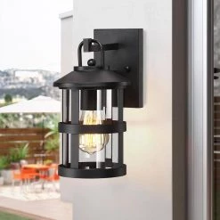 Mission Hill 1-Light Black Hardwired Outdoor Wall Lantern Sconce with Clear Glass by TRUE FINE -Dale Tiffany Store black true fine outdoor sconces td40007ot 40 1000