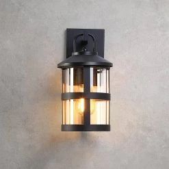 Mission Hill 1-Light Black Hardwired Outdoor Wall Lantern Sconce with Clear Glass by TRUE FINE -Dale Tiffany Store black true fine outdoor sconces td40007ot 4f 1000