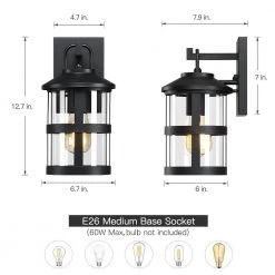 Mission Hill 1-Light Black Hardwired Outdoor Wall Lantern Sconce with Clear Glass by TRUE FINE -Dale Tiffany Store black true fine outdoor sconces td40007ot 66 1000