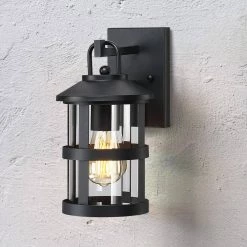 Mission Hill 1-Light Black Hardwired Outdoor Wall Lantern Sconce with Clear Glass by TRUE FINE -Dale Tiffany Store black true fine outdoor sconces td40007ot 76 1000