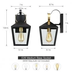 Blakely 1-Light Black Hardwired Outdoor Wall Lantern Sconce with Brass Accents by TRUE FINE -Dale Tiffany Store black true fine outdoor sconces td40009ot 40 1000