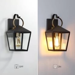 Blakely 1-Light Black Hardwired Outdoor Wall Lantern Sconce with Brass Accents by TRUE FINE -Dale Tiffany Store black true fine outdoor sconces td40009ot 66 1000