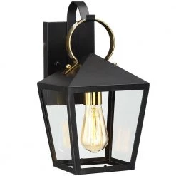 Blakely 1-Light Black Hardwired Outdoor Wall Lantern Sconce with Brass Accents by TRUE FINE -Dale Tiffany Store black true fine outdoor sconces td40009ot fa 1000