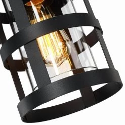 Castle 1-Light Black Hardwired Outdoor Wall Lantern Sconce with Clear Glass by TRUE FINE -Dale Tiffany Store black true fine outdoor sconces td40011ot 44 1000