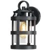Castle 1-Light Black Hardwired Outdoor Wall Lantern Sconce with Clear Glass by TRUE FINE