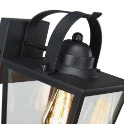 Caroline 1-Light Black Hardwired Outdoor Wall Lantern Sconce with Clear Glass by TRUE FINE -Dale Tiffany Store black true fine outdoor sconces td40012ot 1f 1000
