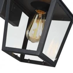 Caroline 1-Light Black Hardwired Outdoor Wall Lantern Sconce with Clear Glass by TRUE FINE -Dale Tiffany Store black true fine outdoor sconces td40012ot 44 1000