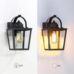 Caroline 1-Light Black Hardwired Outdoor Wall Lantern Sconce with Clear Glass by TRUE FINE -Dale Tiffany Store black true fine outdoor sconces td40012ot 66 1000