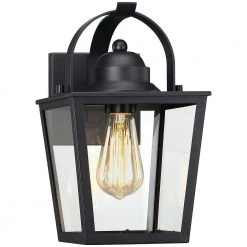 Caroline 1-Light Black Hardwired Outdoor Wall Lantern Sconce with Clear Glass by TRUE FINE -Dale Tiffany Store black true fine outdoor sconces td40012ot fa 1000
