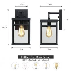 Lancaster 1-Light Black Hardwired Outdoor Wall Lantern Sconce with Clear Glass by TRUE FINE -Dale Tiffany Store black true fine outdoor sconces td40013ot 1d 1000