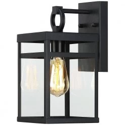 Lancaster 1-Light Black Hardwired Outdoor Wall Lantern Sconce with Clear Glass by TRUE FINE -Dale Tiffany Store black true fine outdoor sconces td40013ot 44 1000