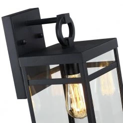Lancaster 1-Light Black Hardwired Outdoor Wall Lantern Sconce with Clear Glass by TRUE FINE -Dale Tiffany Store black true fine outdoor sconces td40013ot 4f 1000