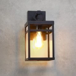 Lancaster 1-Light Black Hardwired Outdoor Wall Lantern Sconce with Clear Glass by TRUE FINE -Dale Tiffany Store black true fine outdoor sconces td40013ot c3 1000