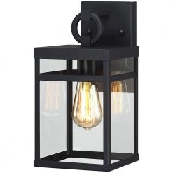 Lancaster 1-Light Black Hardwired Outdoor Wall Lantern Sconce with Clear Glass by TRUE FINE -Dale Tiffany Store black true fine outdoor sconces td40013ot fa 1000