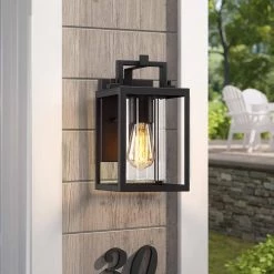 Manor 1-Light Black Hardwired Outdoor Wall Lantern Sconce with Clear Glass by TRUE FINE -Dale Tiffany Store black true fine outdoor sconces td40014ot 66 1000
