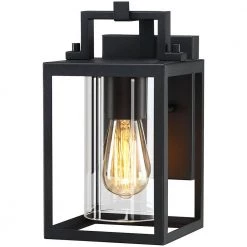 Manor 1-Light Black Hardwired Outdoor Wall Lantern Sconce with Clear Glass by TRUE FINE -Dale Tiffany Store black true fine outdoor sconces td40014ot 76 1000