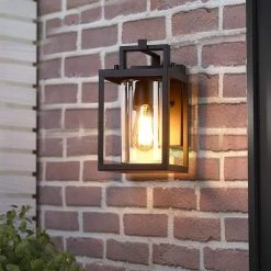 Manor 1-Light Black Hardwired Outdoor Wall Lantern Sconce with Clear Glass by TRUE FINE -Dale Tiffany Store black true fine outdoor sconces td40014ot a0 1000