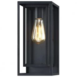 Exton 1-Light Black Modern Hardwired Outdoor Wall Lantern Sconce with Clear Glass Panels by TRUE FINE -Dale Tiffany Store black true fine outdoor sconces td41007ot 1d 1000