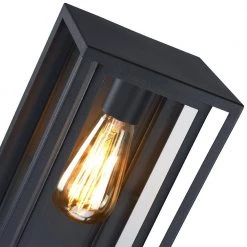 Exton 1-Light Black Modern Hardwired Outdoor Wall Lantern Sconce with Clear Glass Panels by TRUE FINE -Dale Tiffany Store black true fine outdoor sconces td41007ot 1f 1000