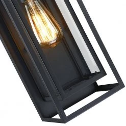 Exton 1-Light Black Modern Hardwired Outdoor Wall Lantern Sconce with Clear Glass Panels by TRUE FINE -Dale Tiffany Store black true fine outdoor sconces td41007ot 44 1000