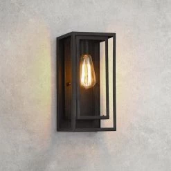 Exton 1-Light Black Modern Hardwired Outdoor Wall Lantern Sconce with Clear Glass Panels by TRUE FINE -Dale Tiffany Store black true fine outdoor sconces td41007ot 4f 1000