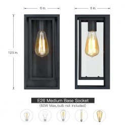 Exton 1-Light Black Modern Hardwired Outdoor Wall Lantern Sconce with Clear Glass Panels by TRUE FINE -Dale Tiffany Store black true fine outdoor sconces td41007ot 66 1000