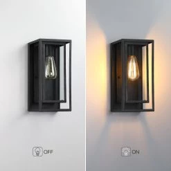 Exton 1-Light Black Modern Hardwired Outdoor Wall Lantern Sconce with Clear Glass Panels by TRUE FINE -Dale Tiffany Store black true fine outdoor sconces td41007ot c3 1000