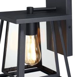 Exton 1-Light Black Double Frame Hardwired Outdoor Wall Lantern Sconce with Clear Glass Panels by TRUE FINE -Dale Tiffany Store black true fine outdoor sconces td41010ot 44 1000