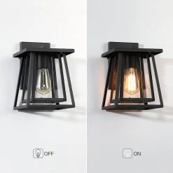 Exton 1-Light Black Double Frame Hardwired Outdoor Wall Lantern Sconce with Clear Glass Panels by TRUE FINE -Dale Tiffany Store black true fine outdoor sconces td41010ot 66 1000