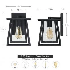 Exton 1-Light Black Double Frame Hardwired Outdoor Wall Lantern Sconce with Clear Glass Panels by TRUE FINE -Dale Tiffany Store black true fine outdoor sconces td41010ot c3 1000