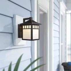 1-Light Black Integrated LED Mission Outdoor Wall Lantern Sconce with Frosted Glass (1-Pack) by TRUE FINE -Dale Tiffany Store black true fine outdoor sconces td60001w 1f 1000