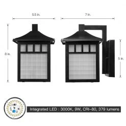 1-Light Black Integrated LED Mission Outdoor Wall Lantern Sconce with Frosted Glass (1-Pack) by TRUE FINE -Dale Tiffany Store black true fine outdoor sconces td60001w 66 1000