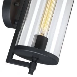 Freeport 14 in. 1-Light Black Hardwired Outdoor Wall Lantern Sconce with Glass Cylinder Shade by TRUE FINE -Dale Tiffany Store black true fine outdoor sconces td60006ot 1f 1000