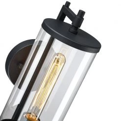 Freeport 14 in. 1-Light Black Hardwired Outdoor Wall Lantern Sconce with Glass Cylinder Shade by TRUE FINE -Dale Tiffany Store black true fine outdoor sconces td60006ot 4f 1000