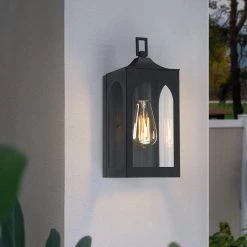 Yates 13.6 in. 1-Light Black Hardwired Outdoor Wall Lantern Sconce by TRUE FINE -Dale Tiffany Store black true fine outdoor sconces td60007ot 1d 1000