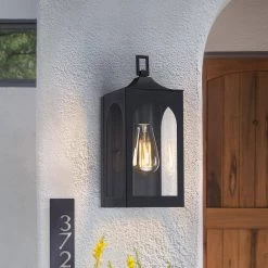 Yates 13.6 in. 1-Light Black Hardwired Outdoor Wall Lantern Sconce by TRUE FINE -Dale Tiffany Store black true fine outdoor sconces td60007ot 1f 1000