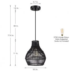 1-Light Black Eclectic Natural Rattan and Bamboo Island Mini Pendant Light by TRUE FINE -Dale Tiffany Store black true fine pendant lights td90002p 1d 1000