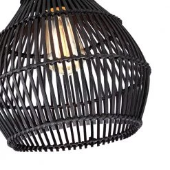 1-Light Black Eclectic Natural Rattan and Bamboo Island Mini Pendant Light by TRUE FINE -Dale Tiffany Store black true fine pendant lights td90002p 4f 1000